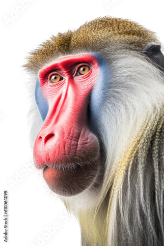 Fotografia close up of a mandrill isolated on a transparent background