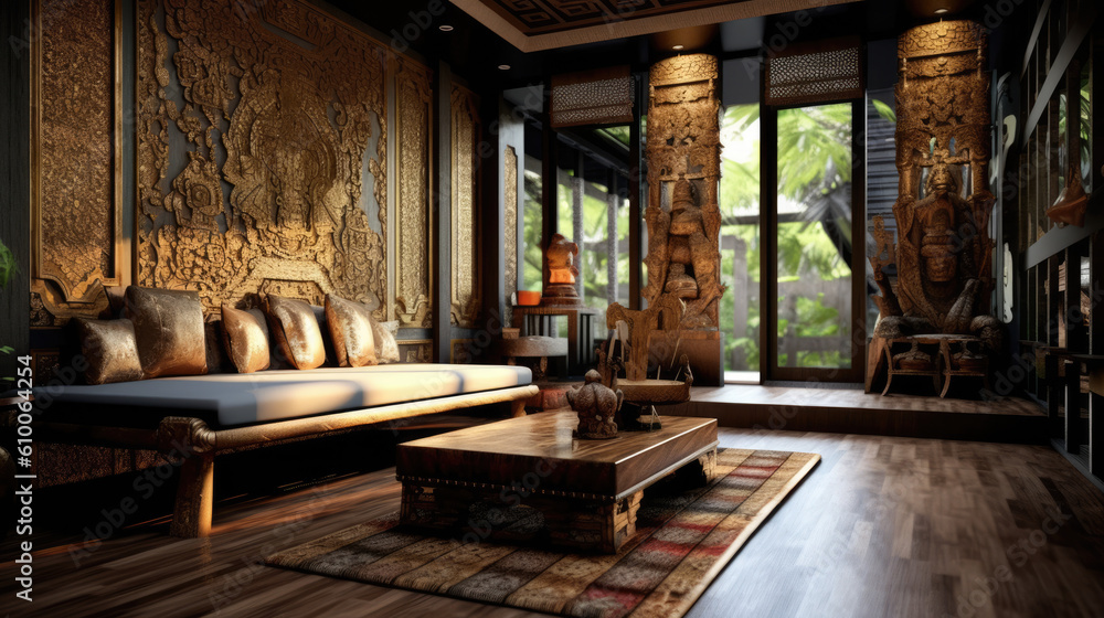Thai interior design created with Generative AI technology