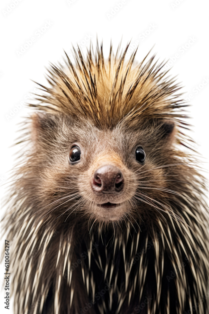 Naklejka premium close up of a porcupine isolated on a transparent background