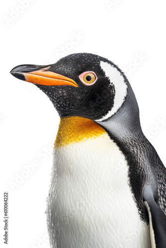 close up of a penguin isolated on a transparent background