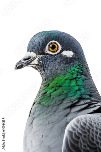 close up of a pigeon isolated on a transparent background