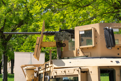 Browning heavy machine gun turret on an armored HMMWV (Humvee) photo