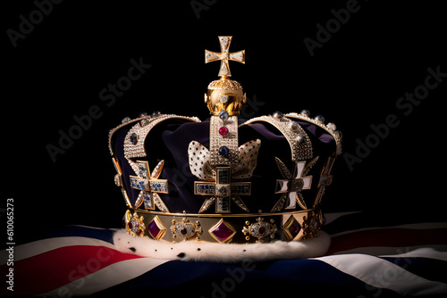 Crown of King Henry in the Royal Chapel at the Palace London, England, United Kingdom. coronation power gererated ai generative