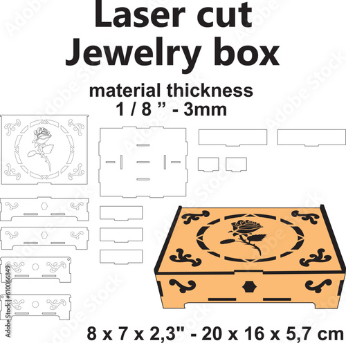 Laser cut Jewelry box gift box vector template woodwork diy crafts