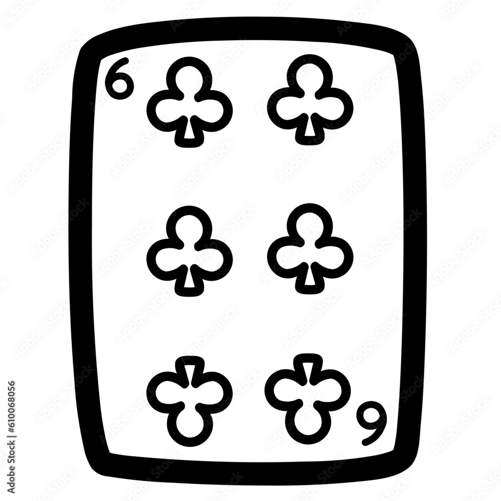 six of clubs line icon style six of clubs line icon style