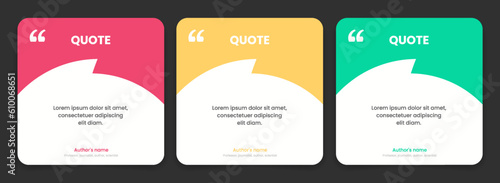 3D bubble testimonial banner, quote, infographic. Social media post template designs for quotes. Empty speech bubbles, quote bubbles and text box. Vector Illustration EPS10.