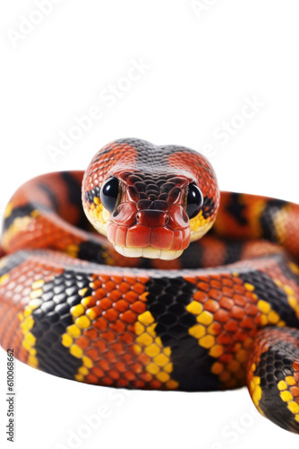 close up of a coral snake isolated on a transparent background