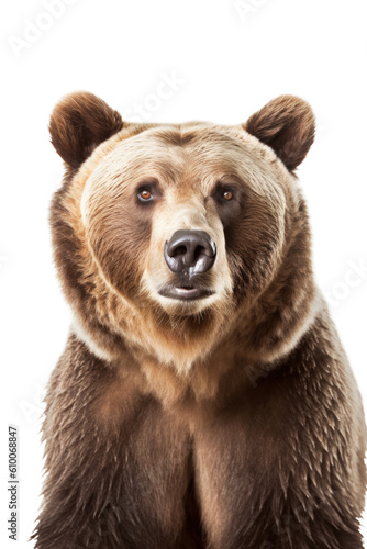 close up of a grizzly bear isolated on a transparent background