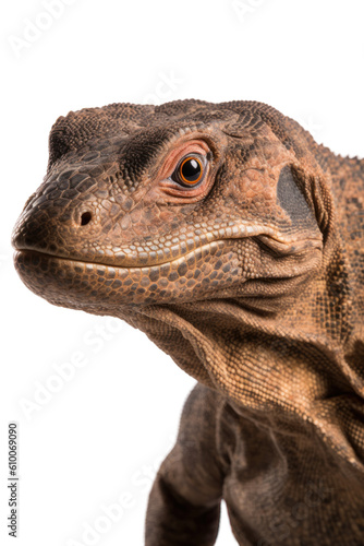 close up of a komodo dragon isolated on a transparent background