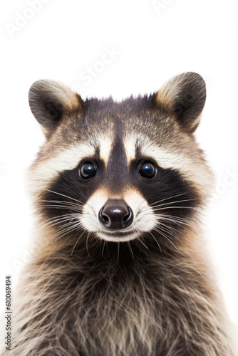 close up of a raccoon isolated on a transparent background