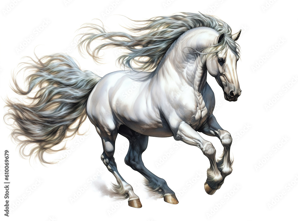 stallion isolated on white background. Generated by AI stallion isolated on white background. Generated by AI