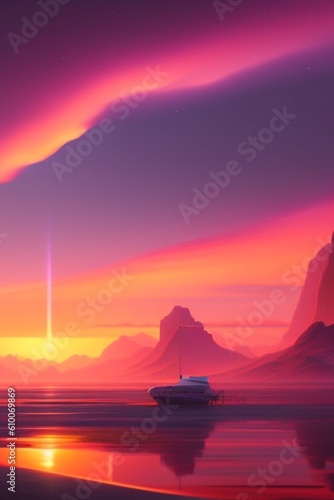 Captivating Landscapes  Glowing Skies Illuminating Majestic Mountains  Inspiring Nature  Sky Photography Generative Ai