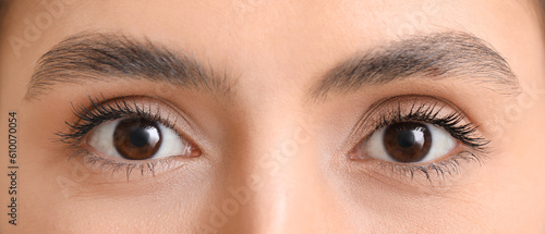 Woman with brown eyes, closeup