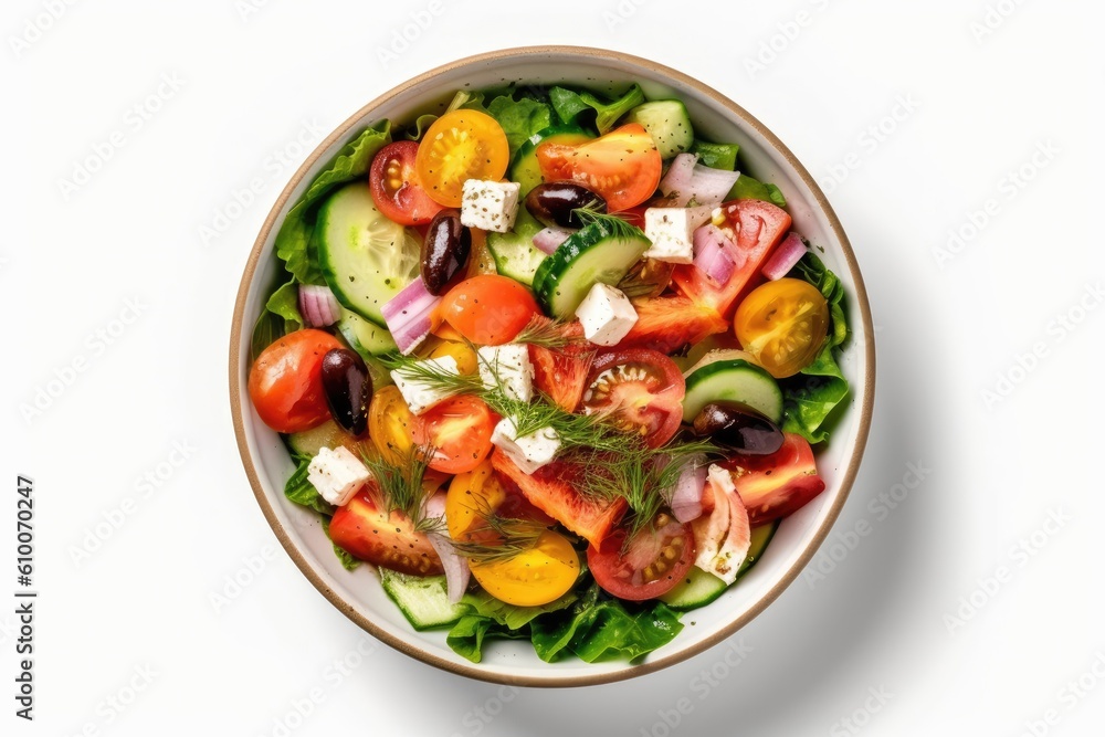 stock photo of greek salad flat lay Food Photography AI Generated