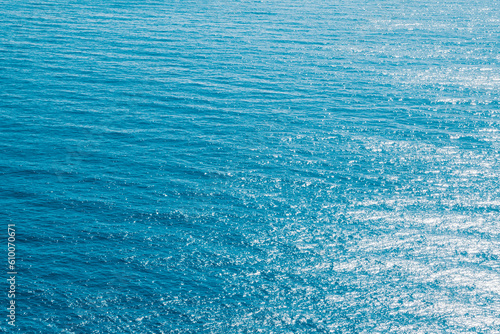 Blue turquoise sea water background. Aerial view