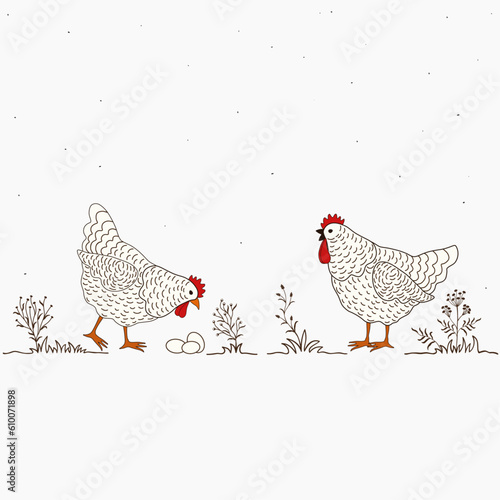 Card with two funny cartoon chickens