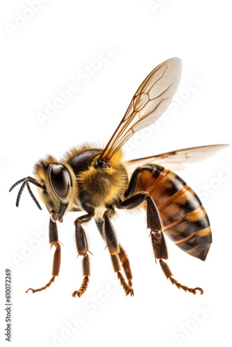 close up of a honey bee isolated on a transparent background © Perfect PNG
