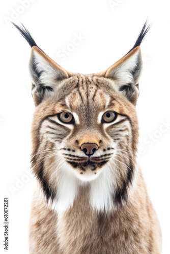 close up of a lynx isolated on a transparent background