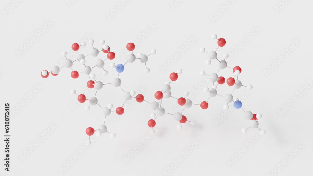 hyaluronic acid molecule 3d, molecular structure, ball and stick model