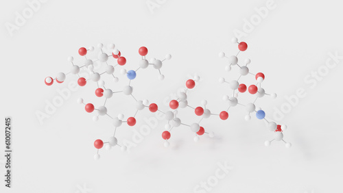 Fototapeta Naklejka Na Ścianę i Meble -  hyaluronic acid molecule 3d, molecular structure, ball and stick model, structural chemical formula hyaluronan