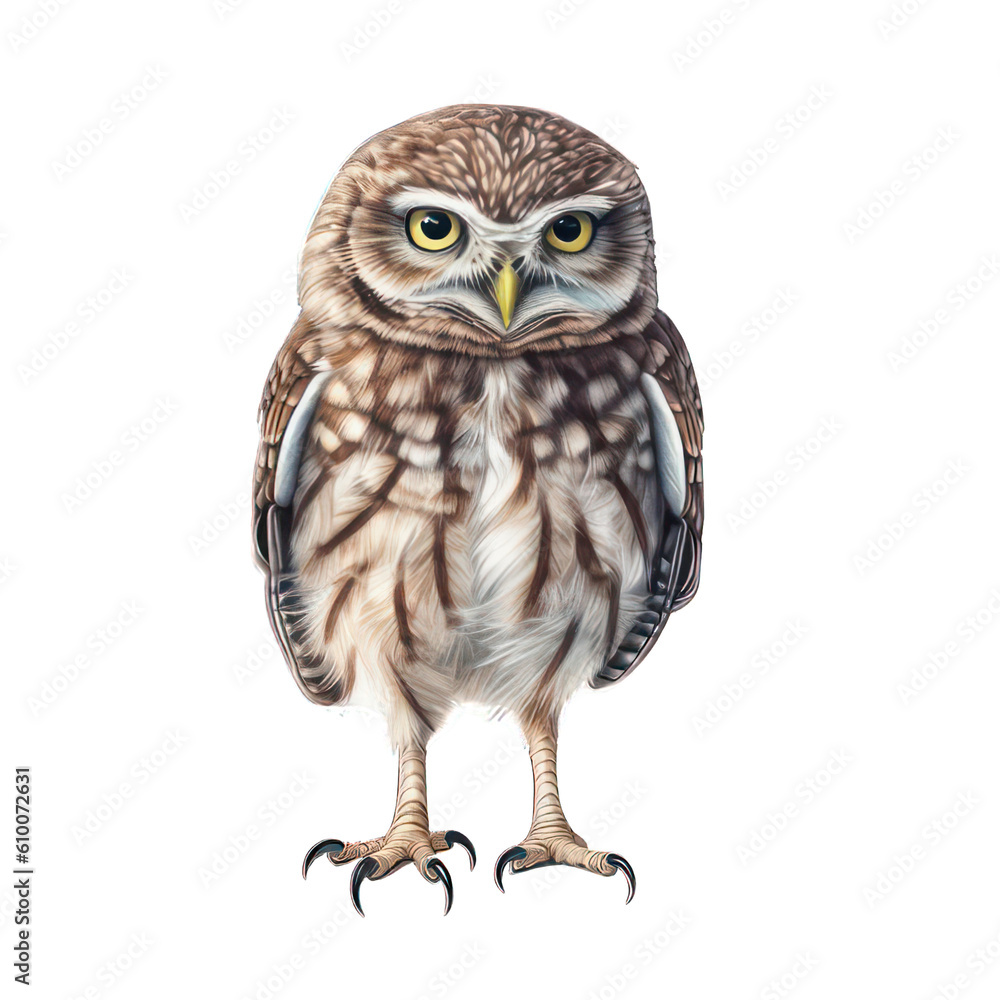Obraz premium Little owl isolated on white created with Generative AI