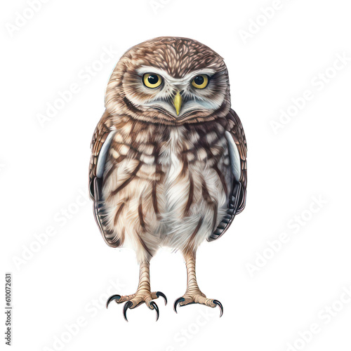 Little owl isolated on white created with Generative AI