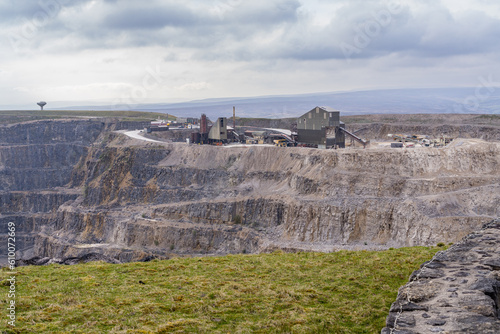 High limestone quarry of Coldstones on Greenhow Hill in Nidderdale Yorkshire photo