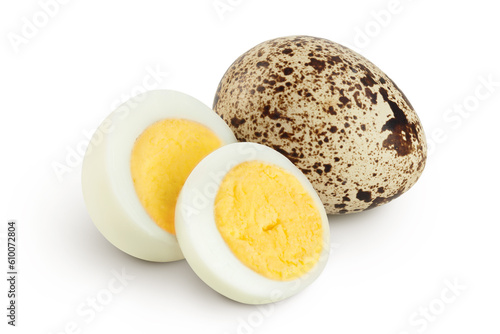 boiled quail egg isolated on white background with full depth of field