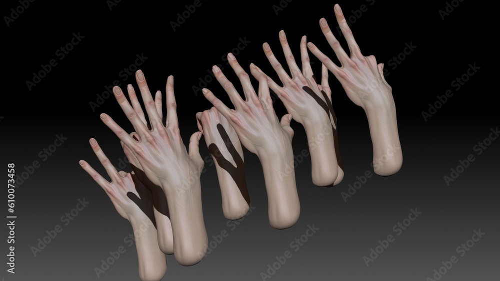 Female Arm and Hand Sculpt pose render of background. 3d rendering Female Arm and Hand Sculpt pose render of background. 3d rendering
