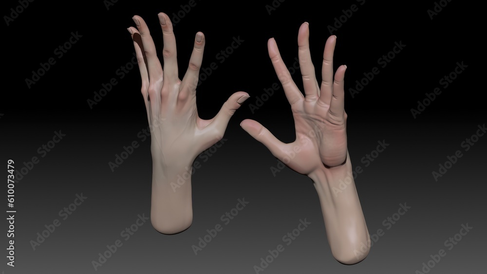 Female Arm and Hand Sculpt pose render of background. 3d rendering Female Arm and Hand Sculpt pose render of background. 3d rendering