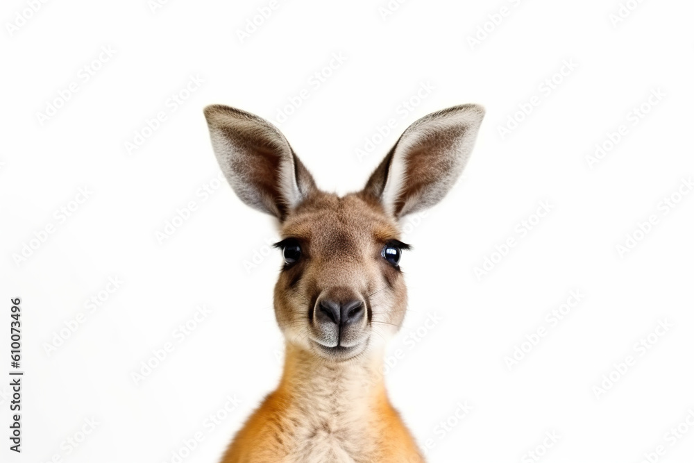 Fototapeta premium A close up of a kangaroo on a white background. Generative AI.