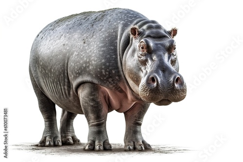 hippo isolated on white background. Generated by AI.