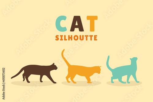 Cat silhouette vector illustration  flat design with dogs