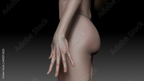 Female Body anotomoy Sculpt pose render of background. 3d rendering © racksuz