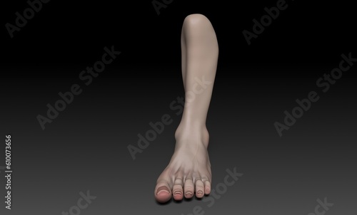 Female Foot Sculpt pose render of background. 3d rendering