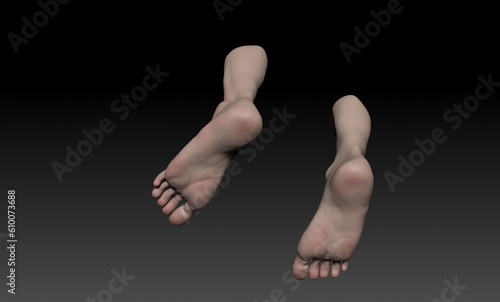 Female Foot Sculpt pose render of background. 3d rendering © racksuz