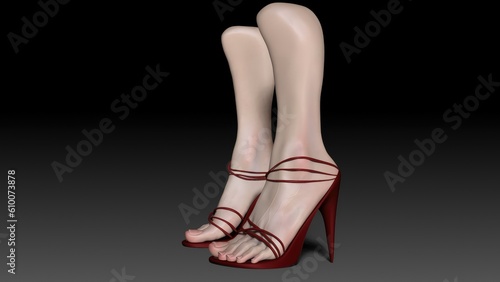 Female Feet Sculpt 3d render of background. 3d rendering