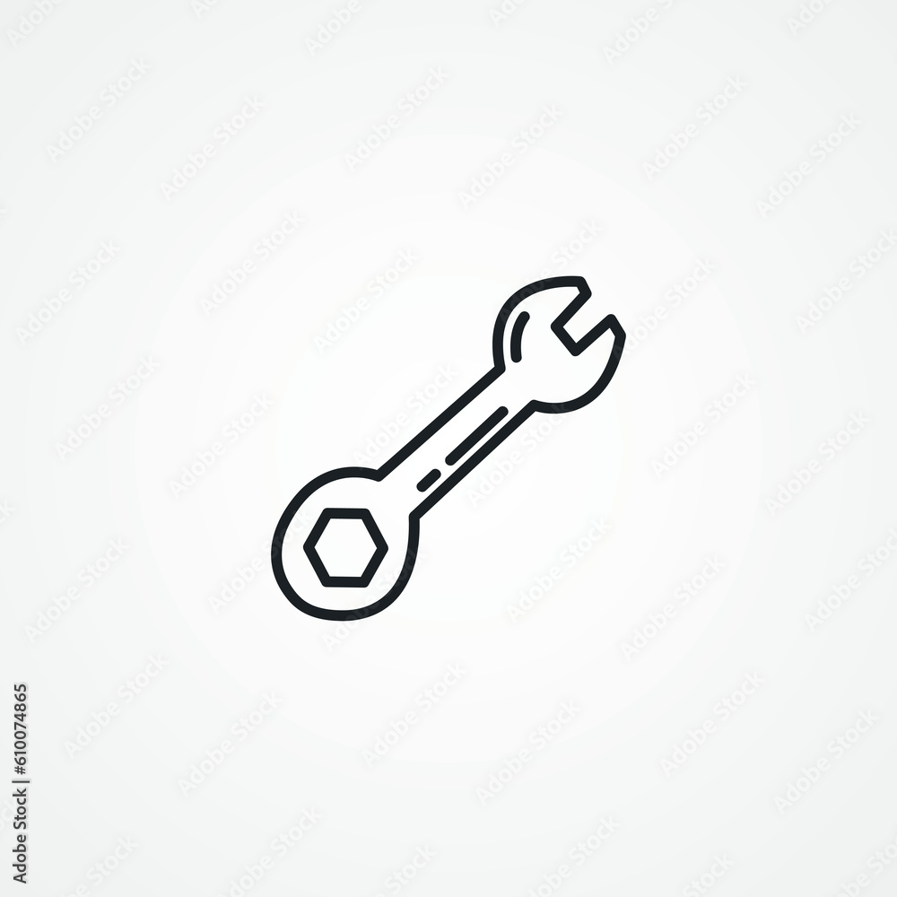 Wrench linear icon. Wrench line icon. Wrench linear icon. Wrench line icon.