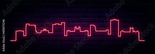 Red neon skyline of Norman. Bright Norman long banner. Vector illustration. photo