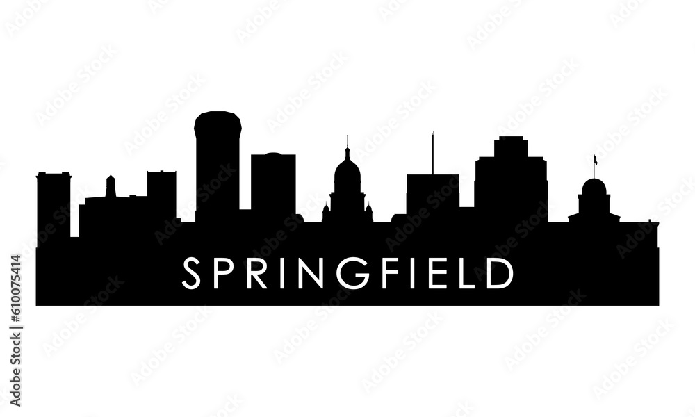 Springfield skyline silhouette. Black Springfield city Ilinois design isolated on white background.