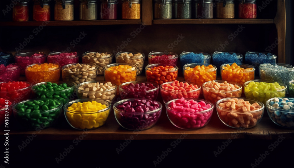 A vibrant collection of organic fruit in a large bowl generated by AI