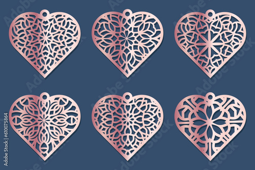 A collection of Earrings templates with geometric shapes. Isolated stencils pattern suitable for handmade work, laser cutting and printing.