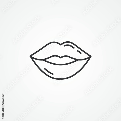 Lips line icon. female lips outline icon.
