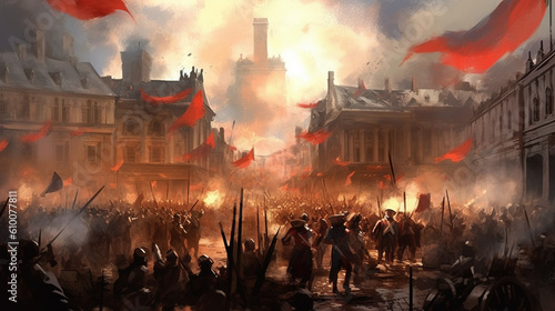 Canvas-taulu a french revolution illustration, abstract  liberte, 14th july, bastille day concept art