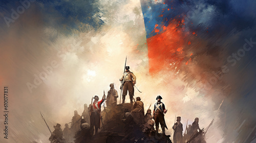 Slika na platnu a french revolution illustration, abstract  liberte, 14th july, bastille day concept art