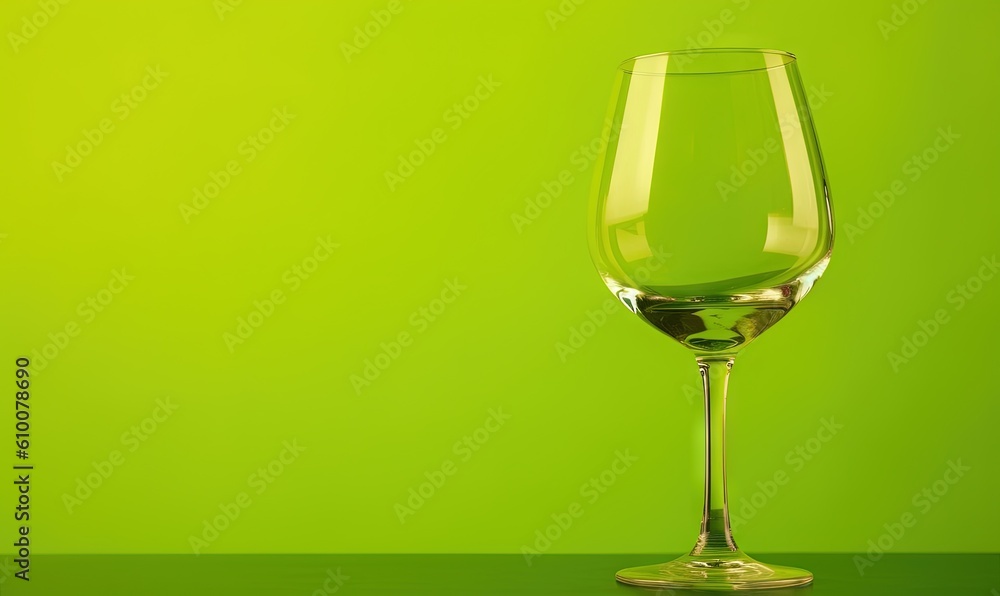 a glass of wine sitting on a green table with a bright green backround behind it and a green wall in the backround. generative ai a glass of wine sitting on a green table with a bright green backround behind it and a green wall in the backround. generative ai