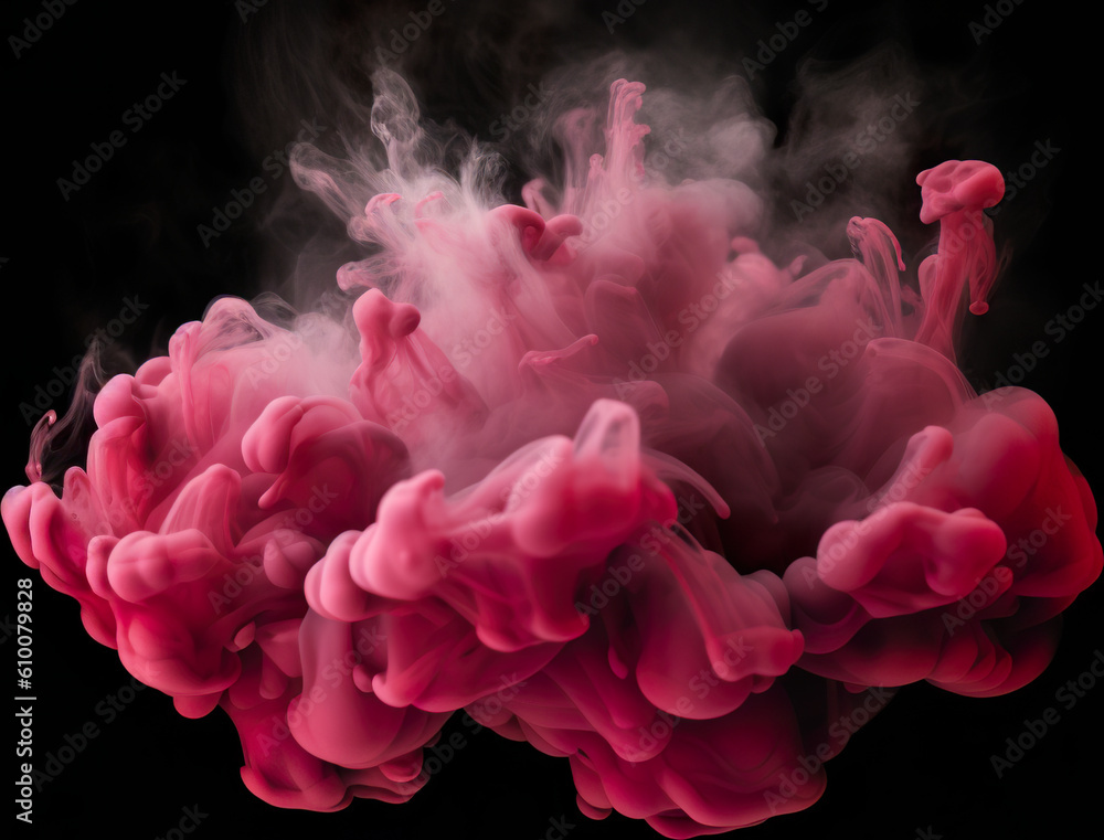 A close up of a pink substance in the air. Generative AI. A close up of a pink substance in the air. Generative AI.
