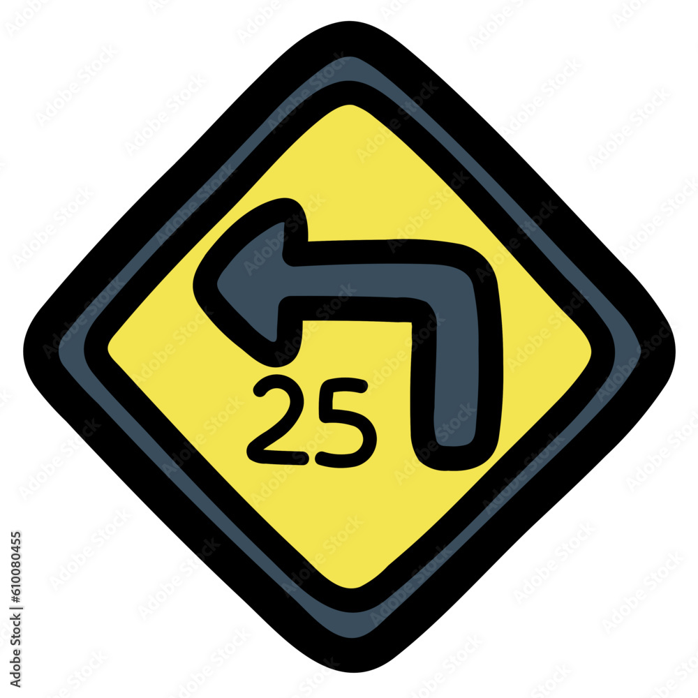 turn with advisory speed filled outline icon style turn with advisory speed filled outline icon style