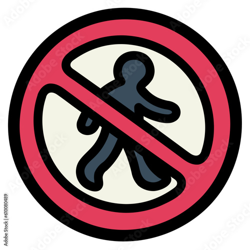 no pedestrians filled outline icon style