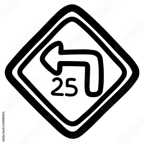 turn with advisory speed line icon style
